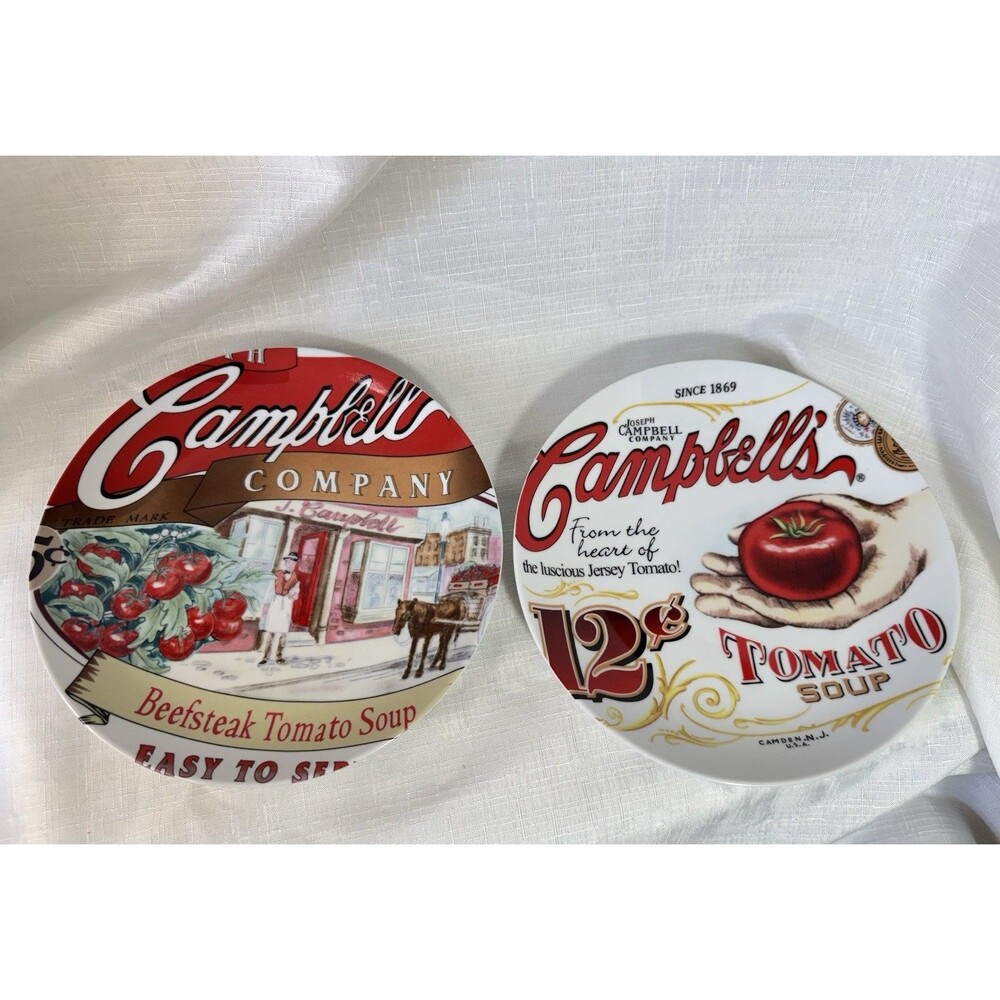 2 CAMPBELLs SOUP Collector Plates 8 inch Tomato Soup Beefsteak Tomato